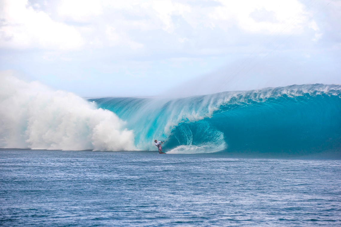 Mitu Monteiro taking on monster wave at Teahupoo