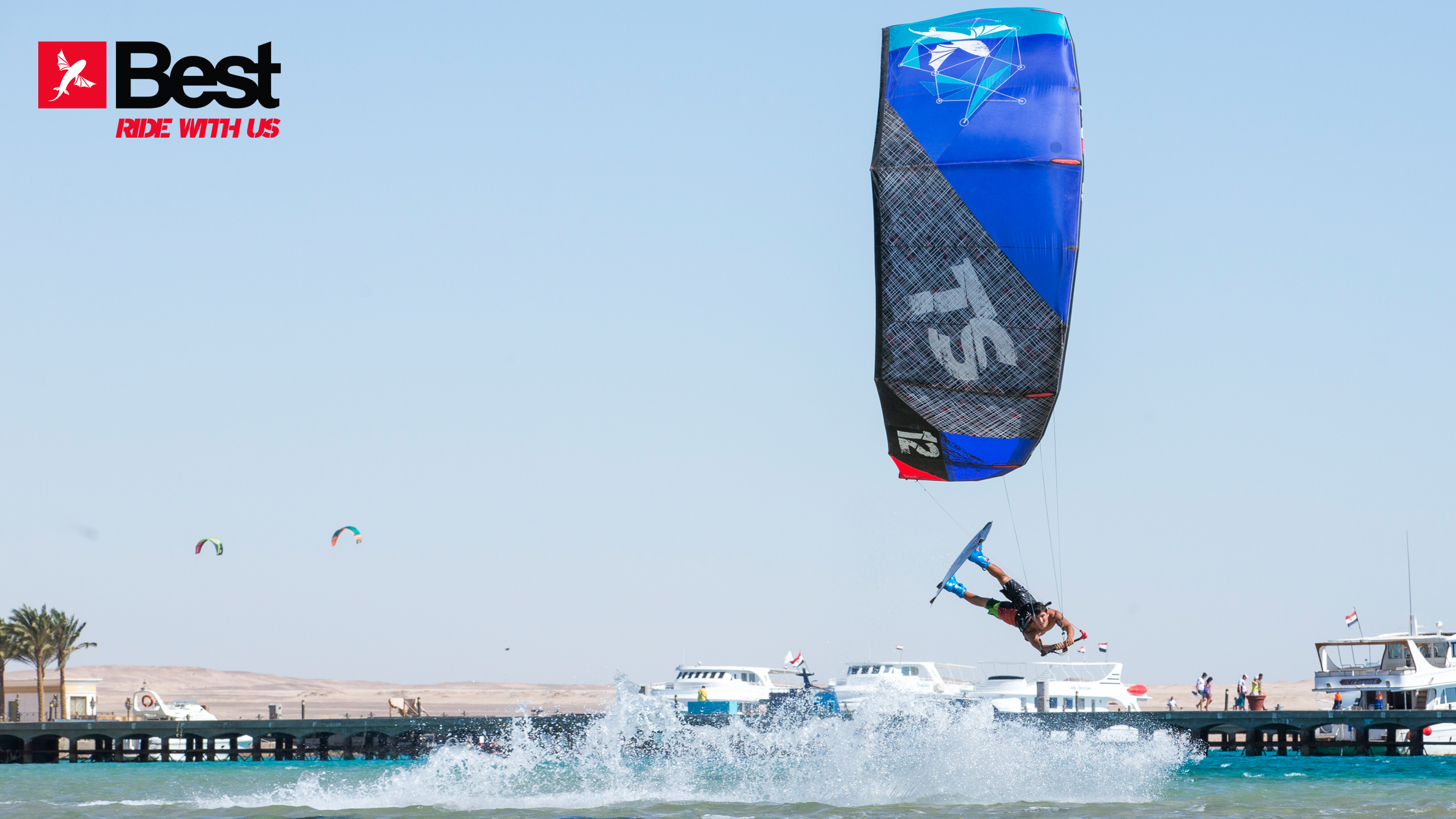 kitesurf wallpaper image - Alexandre Neto with a cool raily on the 2015 Best Kiteboarding TS kite - in resolution: High Definition - HD 16:9 2400 X 1350