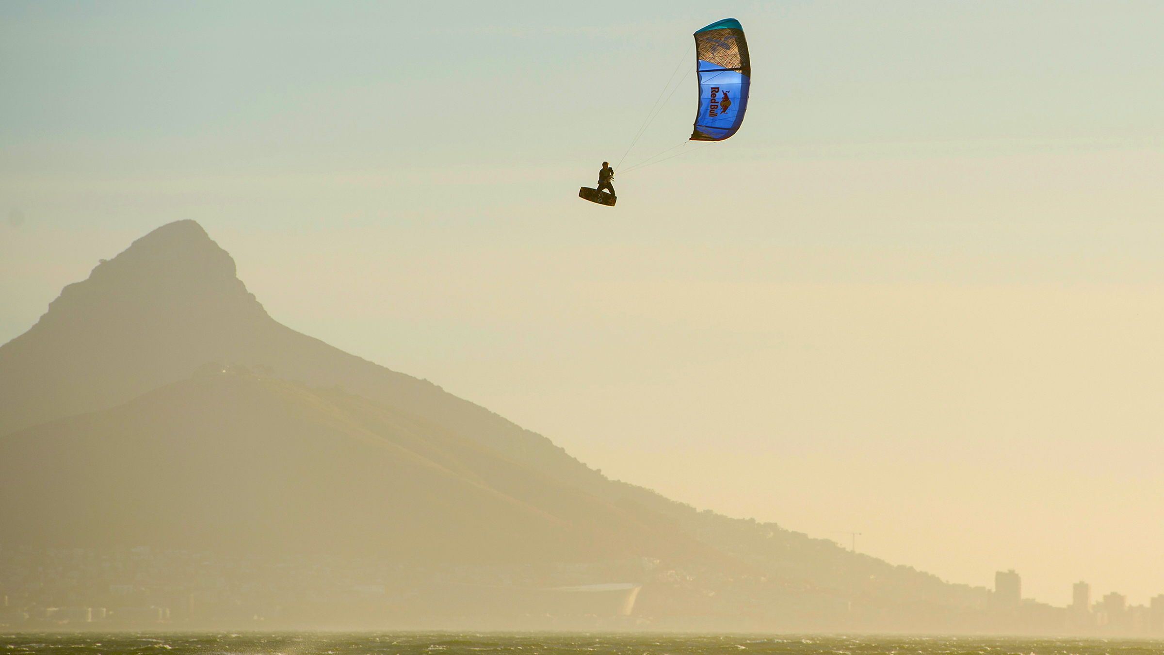 kitesurf wallpaper image - Ruben Lenten on the Best Extract in Cape Town - kitesurf megaloop jump - in resolution: High Definition - HD 16:9 2400 X 1350