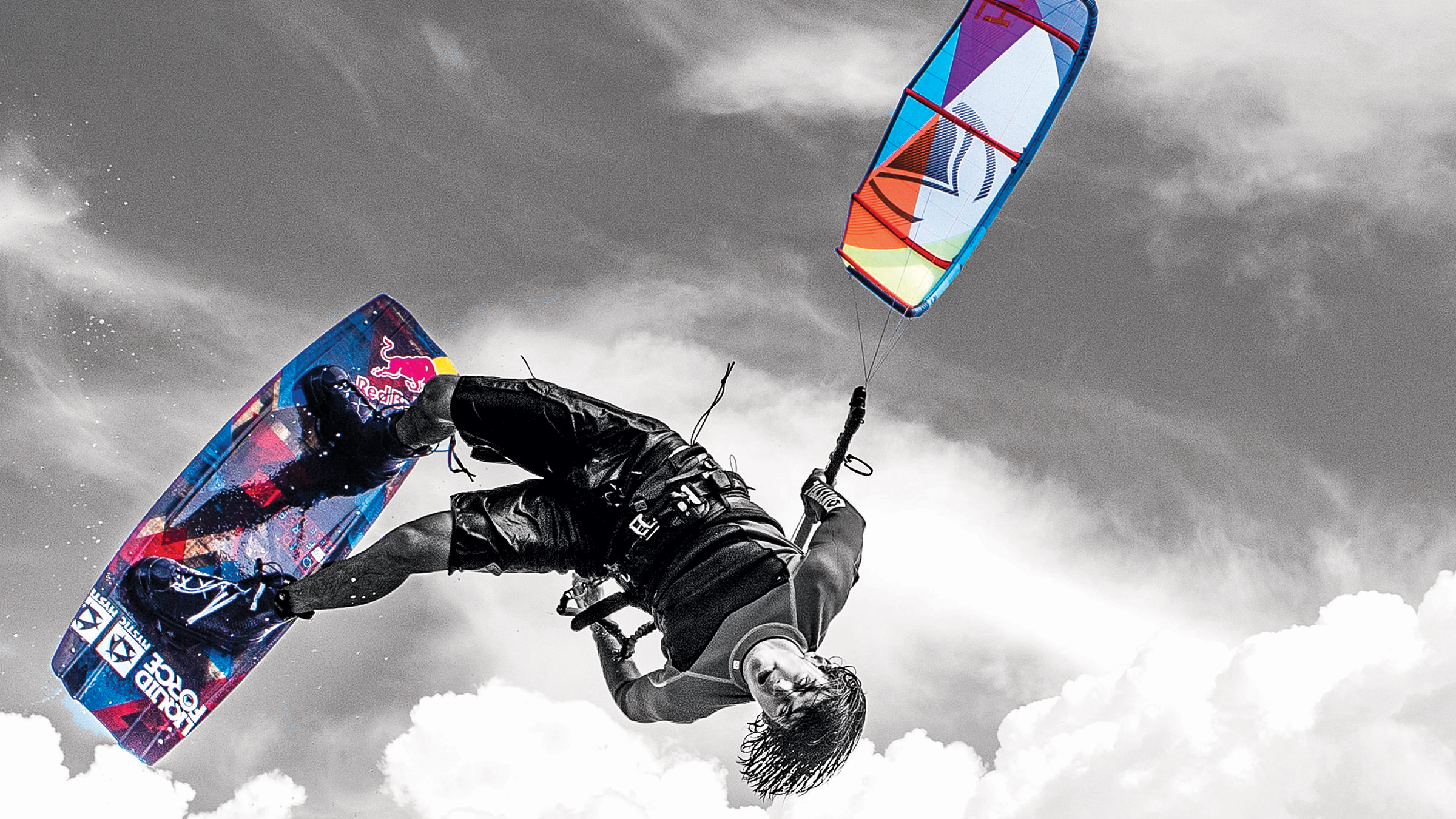 kitesurf wallpaper image - Cristophe Tack inverted handle pass on the 2015 Liquid Force HIFI X - in resolution: High Definition - HD 16:9 2400 X 1350
