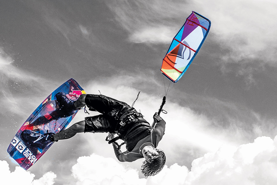 kitesurf wallpaper image - Cristophe Tack inverted handle pass on the 2015 Liquid Force HIFI X - in resolution: iPhone 960 X 640