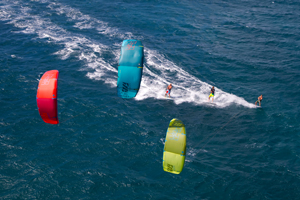 A trio of kitesurfers on the 2015 North Rebel kites - North Kiteboarding