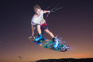 Sam Light feeling his way around in the dark on the 2015 Slingshot Vision board and Fuel